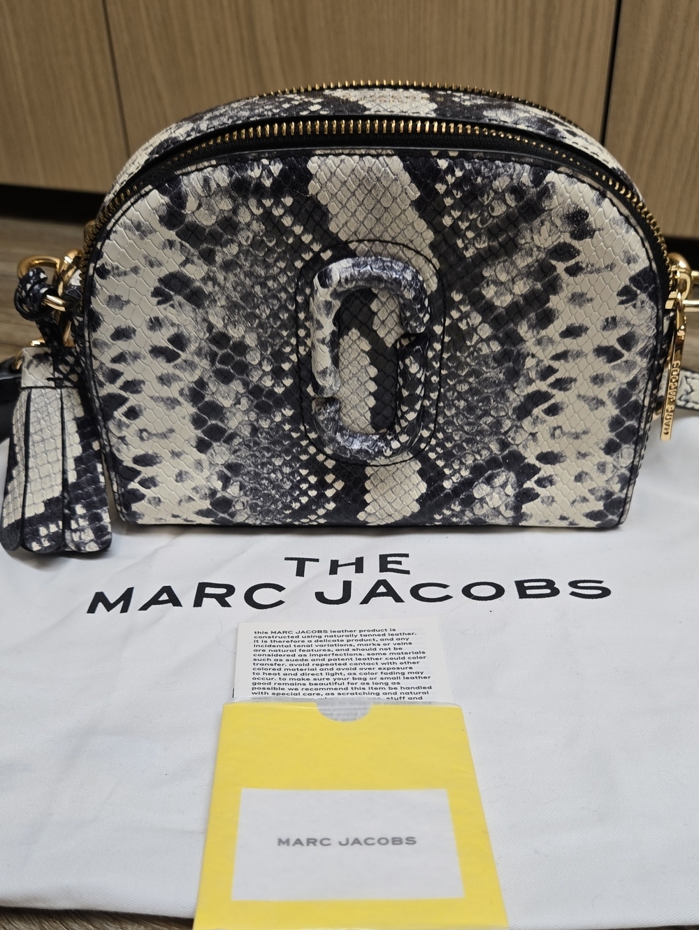 Marc Jacobs Black & White Snake-Print Crossbody Camera Bag